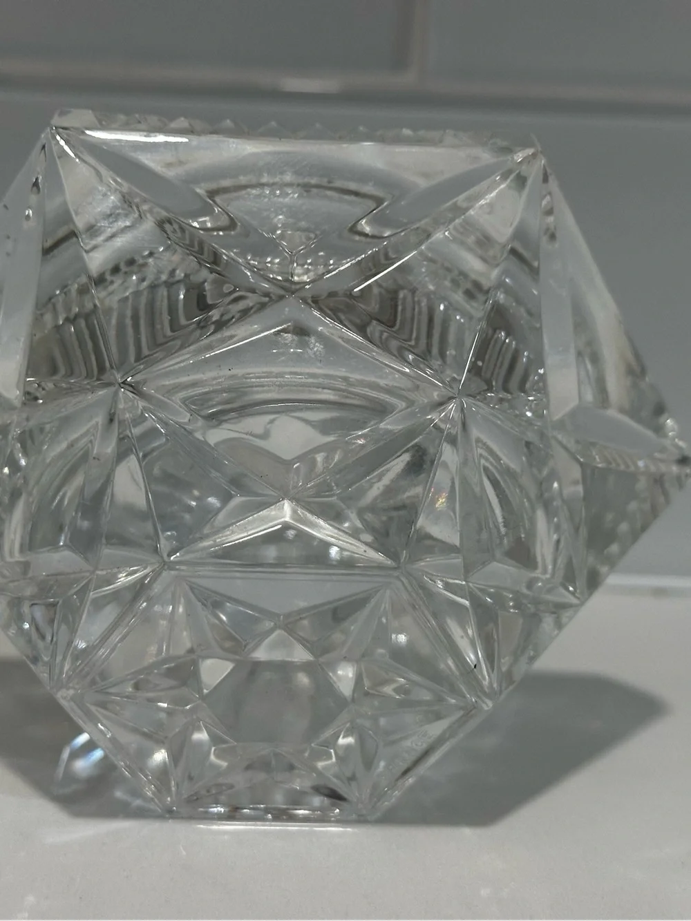Vintage CRISTAL D’ARQUES 24% LEAD CRYSTAL HEXAGONAL VOTIVE CANDLE HOLDER FRANCE